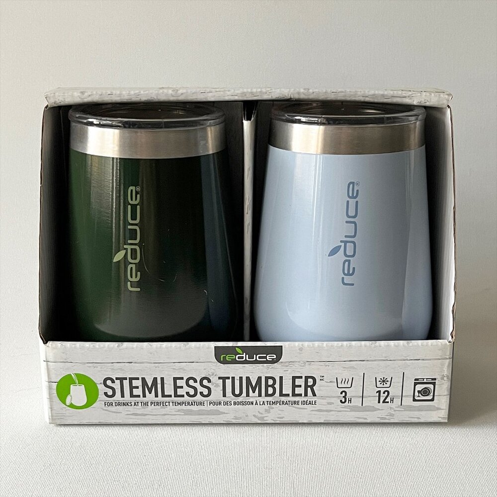 Set 2 REDUCE Wine Tumbler with Lid Stainless Steel Vacuum Insulated Cup 12oz
